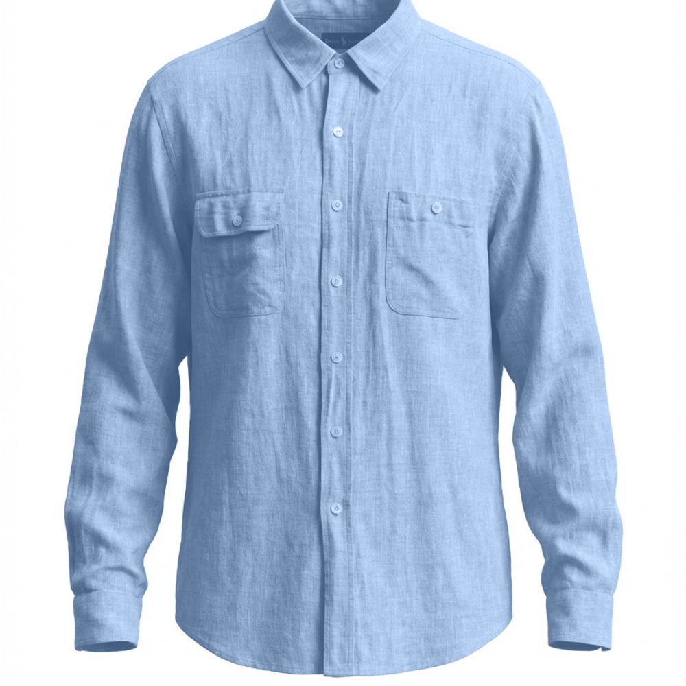 Ralph Lauren Purple Label Linen Sky Blue Casual Button Down Shirt Men’s SZ XL - Picture 13 of 15